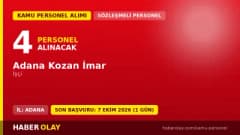 Adana Kozan İmar 4 işçi personel alımı ilanı 2026