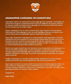 Adanaspor Başkanı Ergin Göleli devir sürecini açıklarken