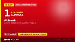 Akbank İstanbul Ödeme Sistemleri Çözümleri Müdürü pozisyonu için personel alımı ilanı