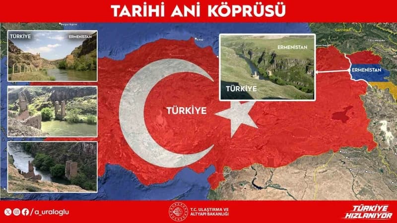 Ulaştırma ve Altyapı Bakanı Abdulkadir Uraloğlu, Türkiye ile Ermenistan sınırını oluşturan Arpaçay N