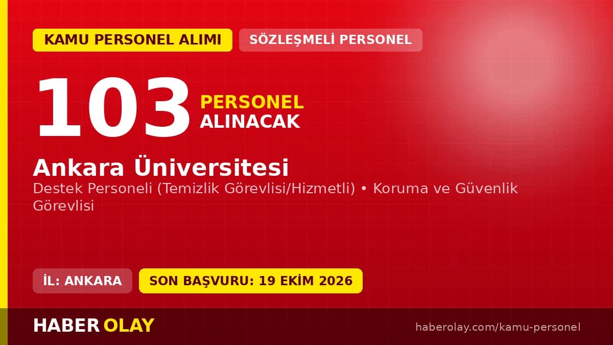 Ankara Üniversitesi sözleşmeli personel alımı ilanı, 103 kadro, başvurular 19 Ekim 2026'ya kadar