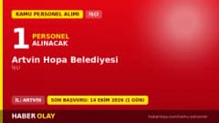 Artvin Hopa Belediyesi işçi personel alımı ilanı 2026