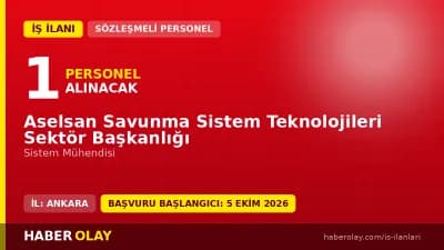 Aselsan ÇELİKKUBBE Operasyonel Hava Savunma Füze Sistemleri Sistem Mühendisi iş ilanı