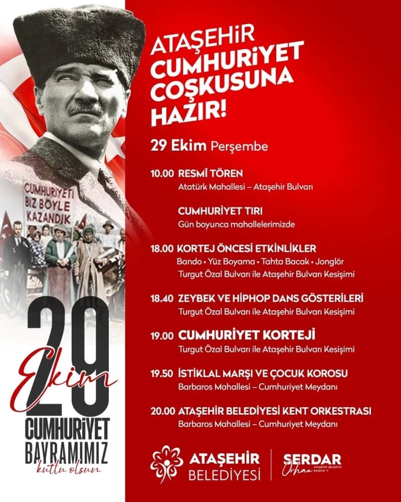 Ataşehir Belediyesi 29 Ekim Cumhuriyet Bayramı'nı binlerce kişinin katılacağı kortej yürüyüşü, renkl