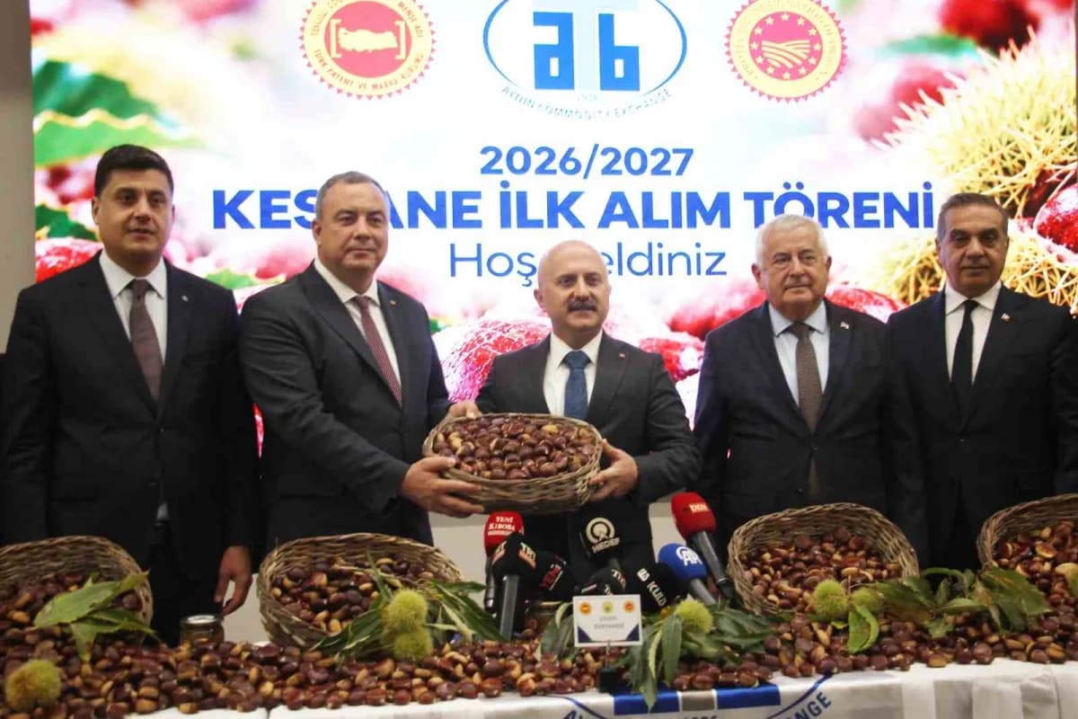 Aydın’da kestane sezonunun ilk ürünü kilogramı 600 TL’den sembolik olarak alındı