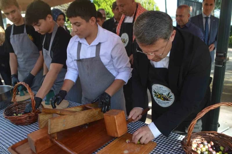 Geleneksel yöntemlerle Zeytin toplama ve Zeytin kırma uygulamalarının gerçekleştirildiği etkinlikte,