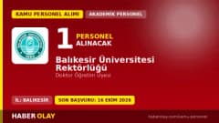 Balıkesir Üniversitesi Tıp Fakültesi Göz Hastalıkları Anabilim Dalı için öğretim üyesi alımı ilanı