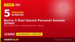 Bartın İl Özel İdaresi Personel Anonim Şirketi mühendis ve mimar alımı ilanı