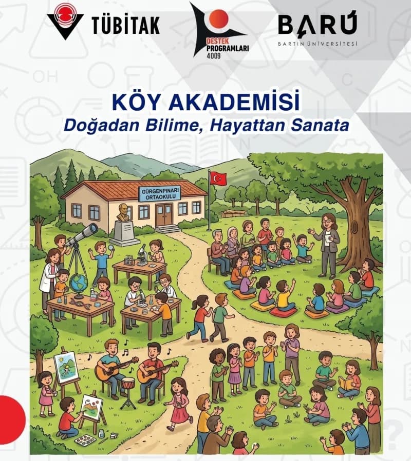 Bartın Üniversitesi tarafından düzenlenen TÜBİTAK destekli Köy Akademisi bilim ve sanat etkinliklerinden bir kare