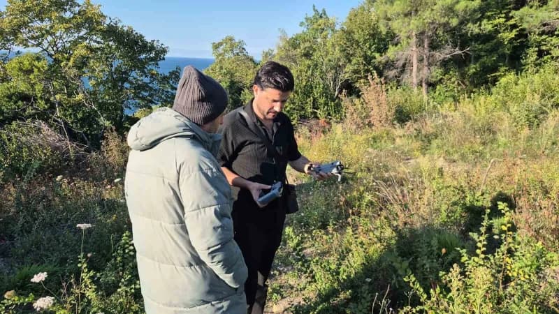 Arama çalışmalarına gazeteciler de dron kaldrırarak katıldı
