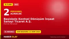 Başiskele Kentsel Dönüşüm İnşaat Sanayi Ticaret A.Ş. hizmet personeli alımı ilanı