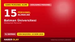 Batman Üniversitesi 2026 yılı 15 sözleşmeli personel alımı ilanı ve başvuru bilgileri