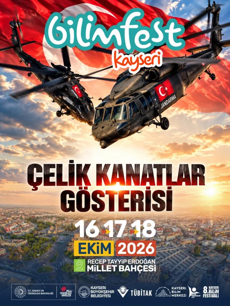 Kayseri Büyükşehir Belediyesi’nin TÜBİTAK iş birliğiyle düzenleyeceği 8’inci BİLİMFEST Kayseri; HÜRJET’ten Türk Yıldızla