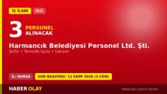 Bursa Harmancık Belediyesi Personel Ltd. Şti. 3 işçi alımı ilanı başvuru detayları