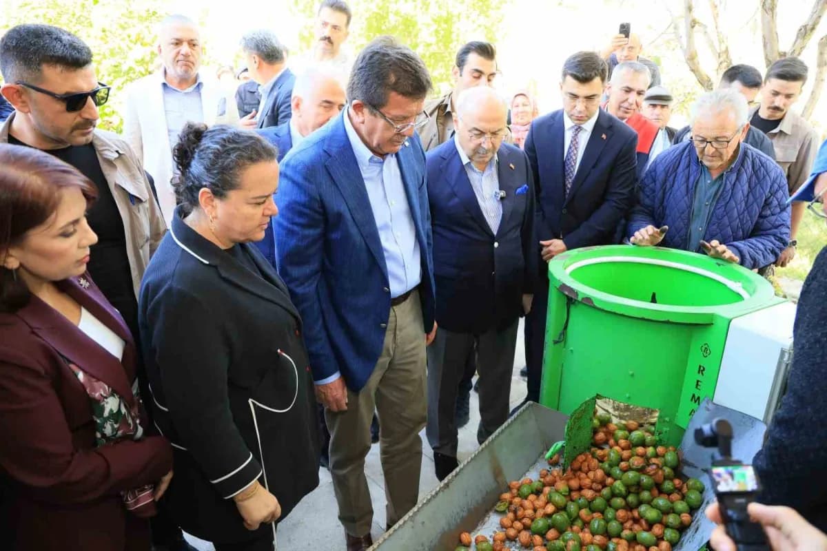Tesiste önce yıkanan ve ardından kurutmaya alınan cevizler protokole tanıtıldı.