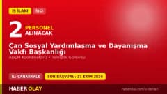 Çan Sosyal Yardımlaşma ve Dayanışma Vakfı 2 geçici işçi alımı ilanı 2026