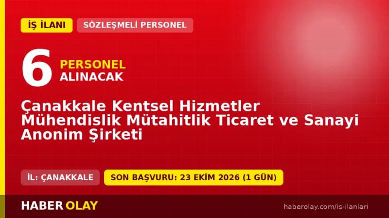 Çanakkale Kentsel Hizmetler A.Ş. 6 geçici eğitmen personel alımı ilanı başvuru detayları