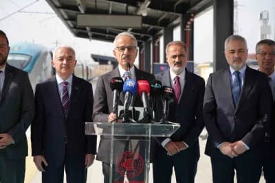 Çerkezköy-Kapıkule Hızlı Tren Hattı açılış töreninde Ulaştırma Bakanı Abdulkadir Uraloğlu açıklama yapıyor