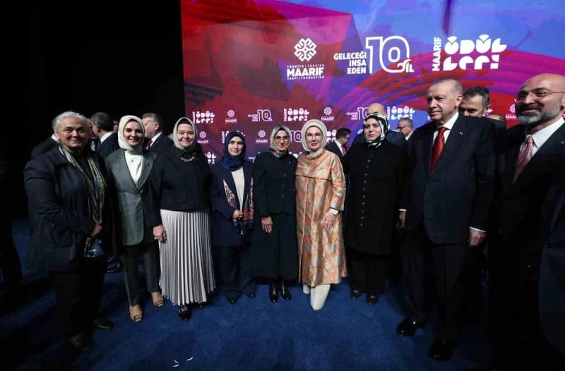 Cumhurbaşkanı Recep Tayyip Erdoğan, Beştepe Millet Kütüphanesinde düzenlenen Türkiye Maarif Vakfı 10. Yıl Programı'na ka