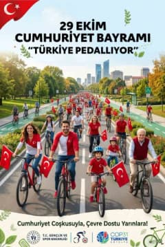 Cumhuriyetin 103. yılında 81 ilde iklim farkındalığı için düzenlenen Türkiye Pedallıyor bisiklet
