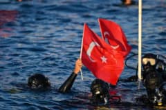 Antalya Kaş’ta 29 Ekim Cumhuriyet Bayramı için düzenlenen Ecdadın Yolunda Cumhuriyet’e Saygı Yürüyüş