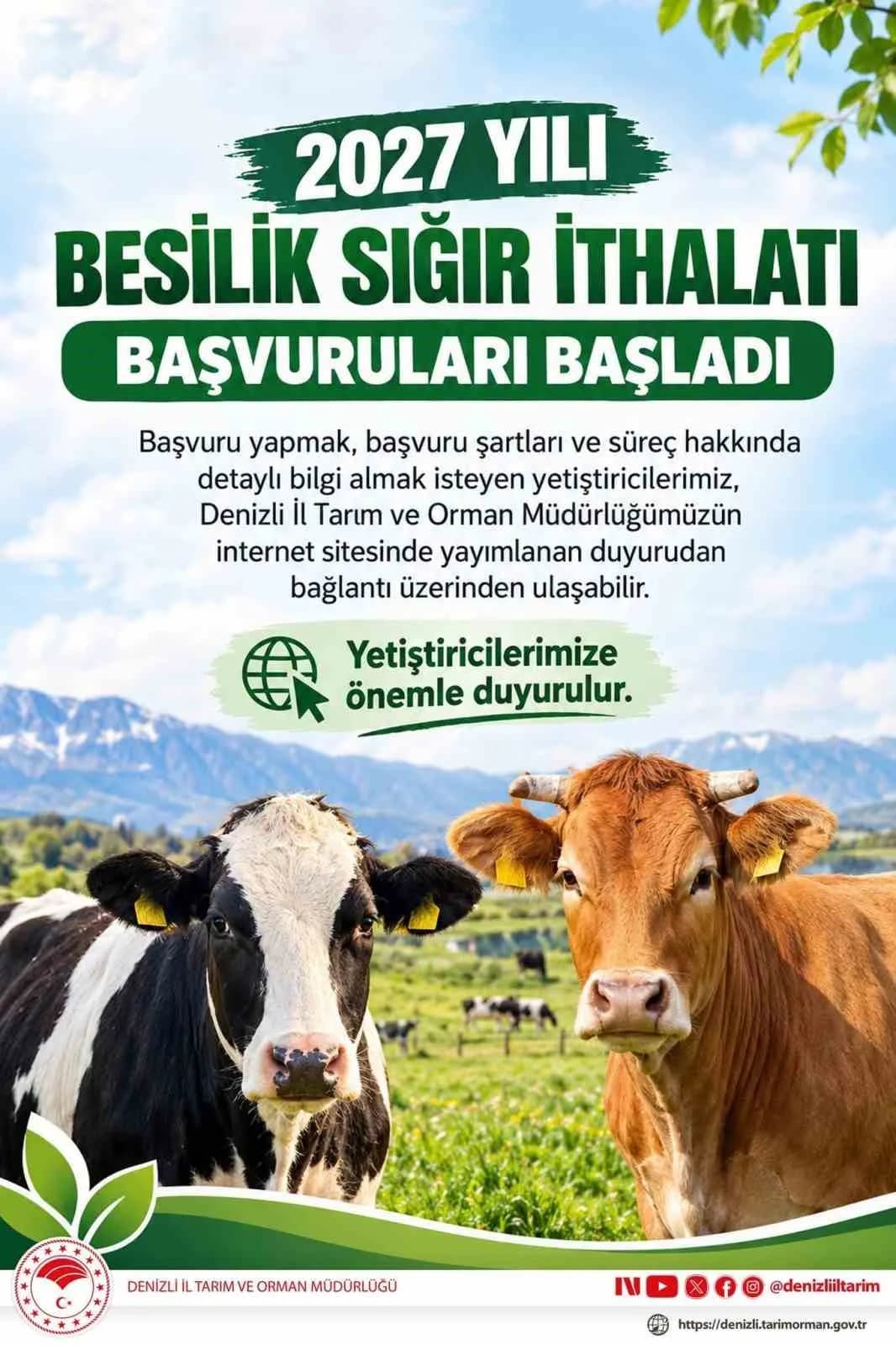 Denizli’de 2027 yılı besilik sığır ithalatı başvuruları için Tarım ve Orman Müdürlüğü binası