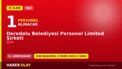 Deredolu Belediyesi Personel Ltd. Şti 1 şoför geçici işçi alımı ilanı