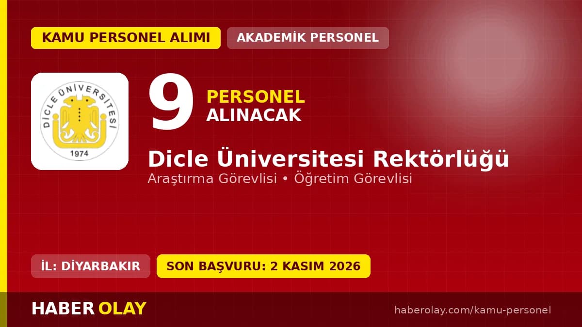 Dicle Üniversitesi öğretim elemanı alımı ilanı 2026 başvuru detayları ve kadro dağılımı
