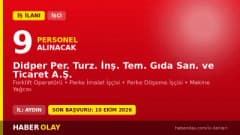 Didper Per. Turz. İnş. Tem. Gıda San. ve Tic. A.Ş. Didim'de 9 geçici işçi alımı ilanı