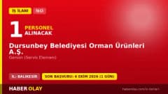 Dursunbey Belediyesi Orman Ürünleri A.Ş. garson işçi alımı ilanı