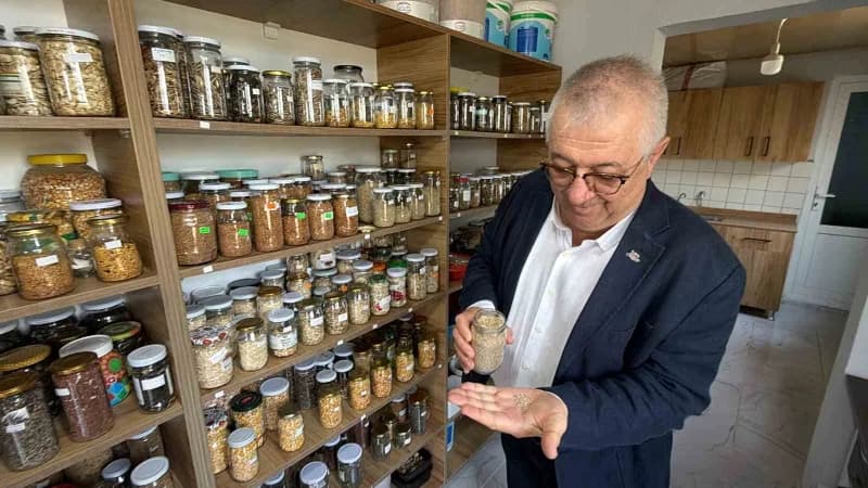 Edremit Belediye Başkanı Mehmet Ertaş, Tohum bankasında 137 çeşit ata tohumunun korunduğunu belirterek, bu tohumlardan y