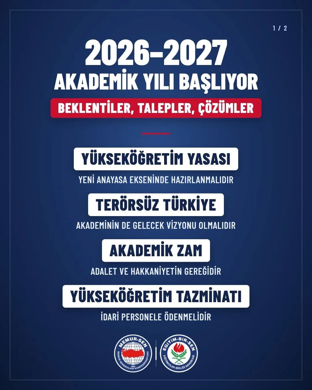 Eğitim-bir-sen, 2026-2027 Akademik Yılında beklentilerini yazılı bir açıklama yaparak yayımladı.