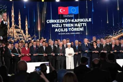 Cumhurbaşkanı Erdoğan, Halkalı-Kapıkule Hızlı Tren Hattı açılış töreninde konuşma yapıyor