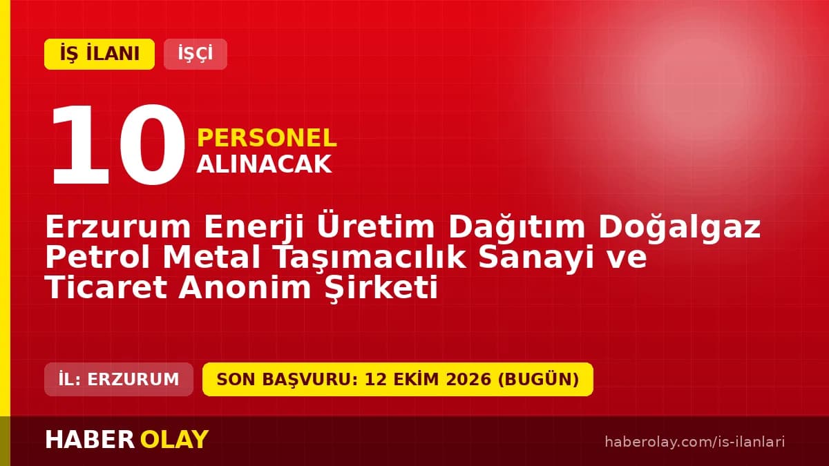 Erzurum Enerji halk otobüsü şoförü işçi alımı için başvuru detayları ve şartlar