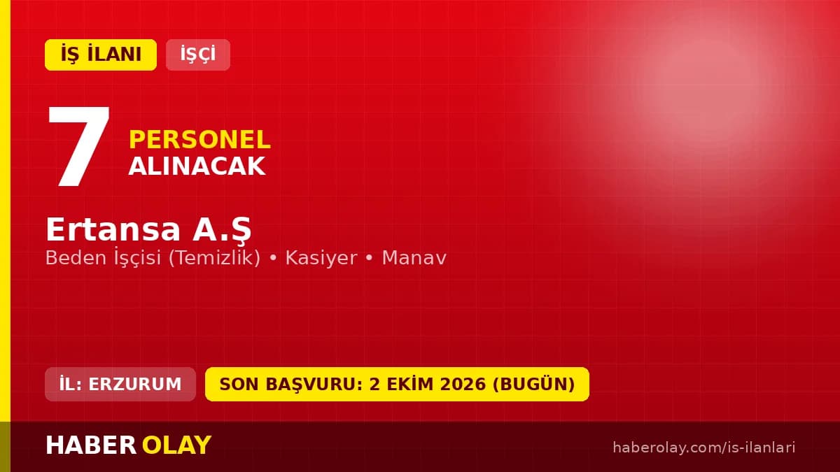 Erzurum Ertansa A.Ş işçi alımı için başvuru adresi ve pozisyonlar