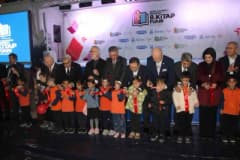 Erzurum 8. Kitap Fuarı açılış töreninde mehteran takımı gösterisi ve protokol üyeleri