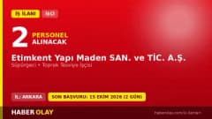 Etimkent Yapı Maden Sanayi ve Ticaret A.Ş. işçi alımı ilanı, 2 daimi pozisyon için başvuru detayları