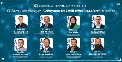 Erzurum Teknik Üniversitesi akademisyenleri dünyanın en etkili bilim insanları listesinde yer aldı