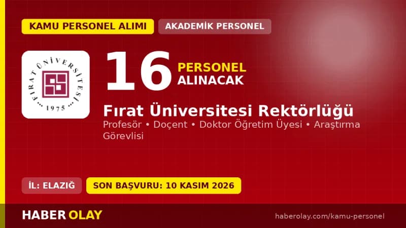 Fırat Üniversitesi öğretim üyesi alımı ilanı 2026 başvuru detayları