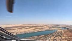 GÖKBEY helikopteri Şanlıurfa semalarında Fırat Nehri üzerinde süzülürken kokpit kamerasından çekilen görüntü