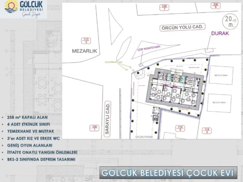Gölcük Belediyesi, çocukların modern ve güvenli bir ortamda vakit geçirebilmesi için Örcün Mahallesi'ne kazandıracağı "Ç