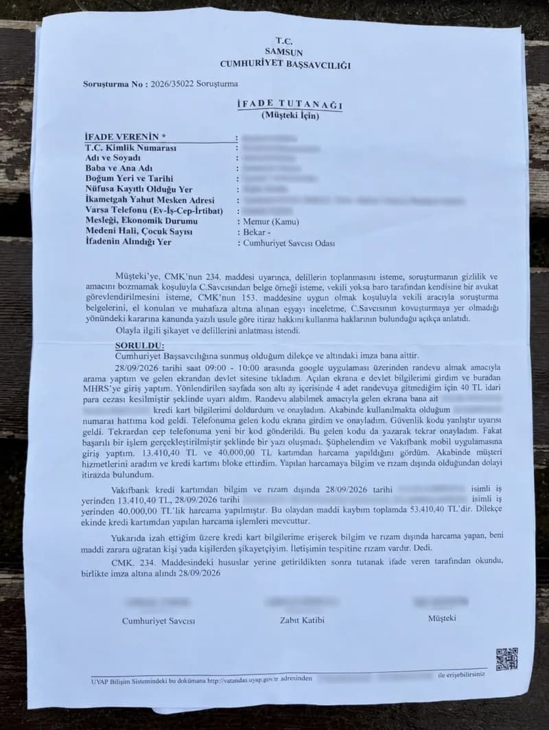Samsun’da görme engelli bir vatandaş, hastane randevusu almak için Google üzerinden ulaştığı sahte MHRS sitesinde doland