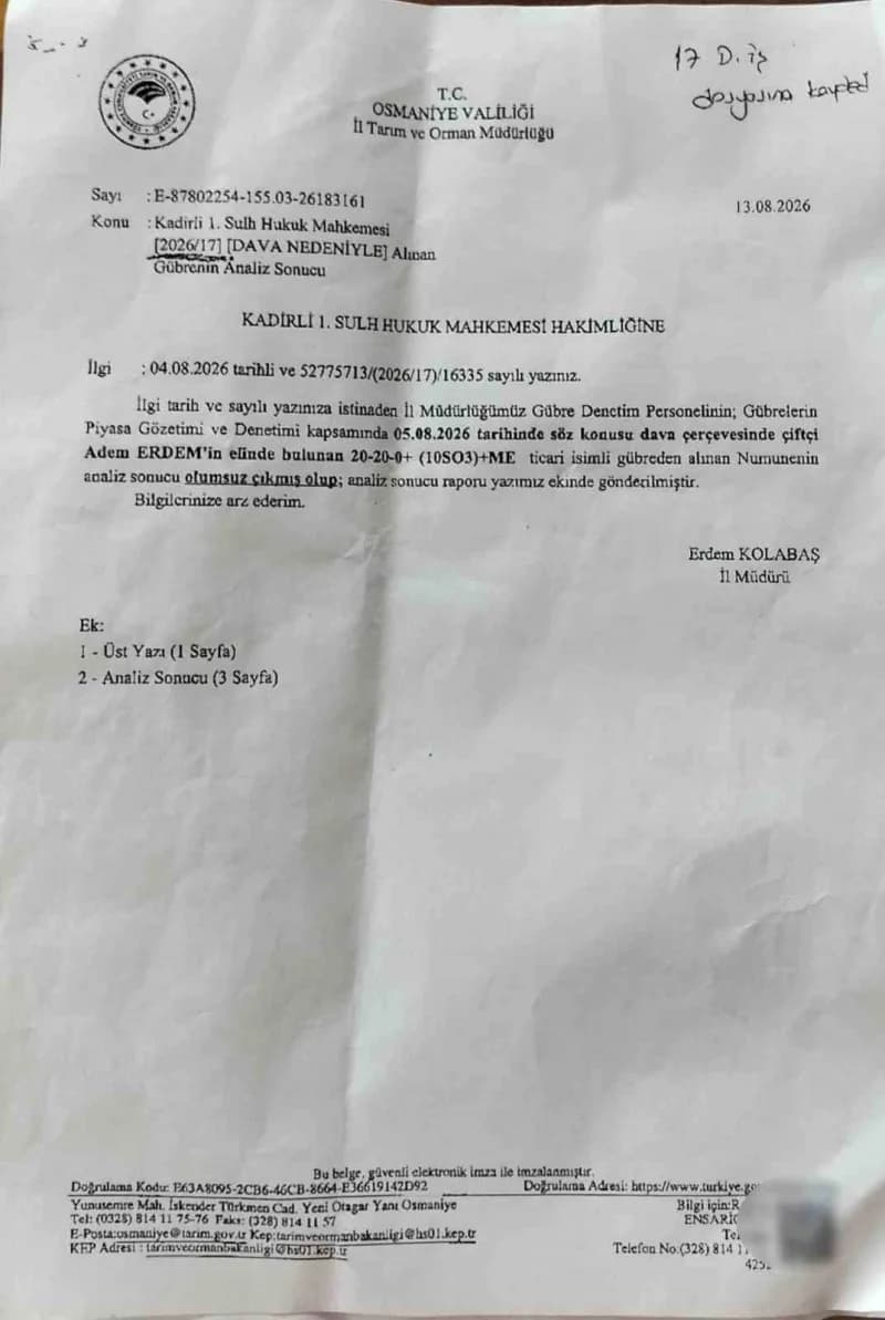 Ürünün laboratuvar ortamında incelenme raporu.