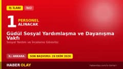 Güdül Sosyal Yardımlaşma ve Dayanışma Vakfı Sosyal Yardım ve İnceleme Görevlisi iş ilanı