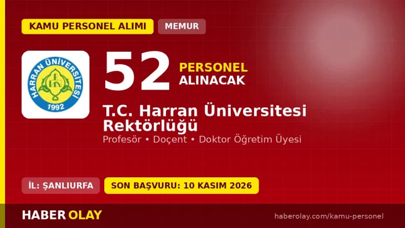 Harran Üniversitesi 52 öğretim üyesi alımı için başvuru süreci ve şartları
