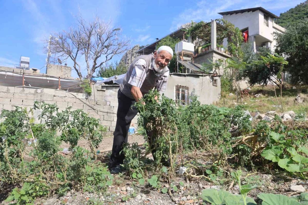 Hatay'ın antakya ilçesinde yaşayan 90 yaşındaki Sahip Yurtsever, depremde yıkılan evin enkazını kendi imkanlarıyla bahçe