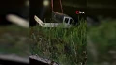 Hatay Kumlu ilçesinde dereye uçan kamyonetin olay yeri görüntüsü