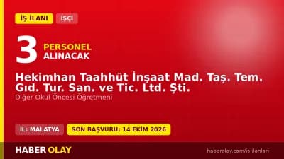 Hekimhan Taahhüt İnşaat 3 okul öncesi öğretmeni iş ilanı başvuru detayları