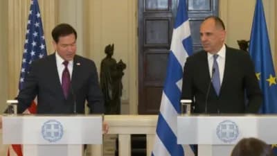 ABD Dışişleri Bakanı Marco Rubio Yunanistan Atina'da basın toplantısında konuşuyor