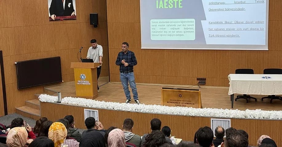 Erzurum Teknik Üniversitesi öğrencilerine IAESTE uluslararası staj ve değişim programı tanıtımı yapılıyor